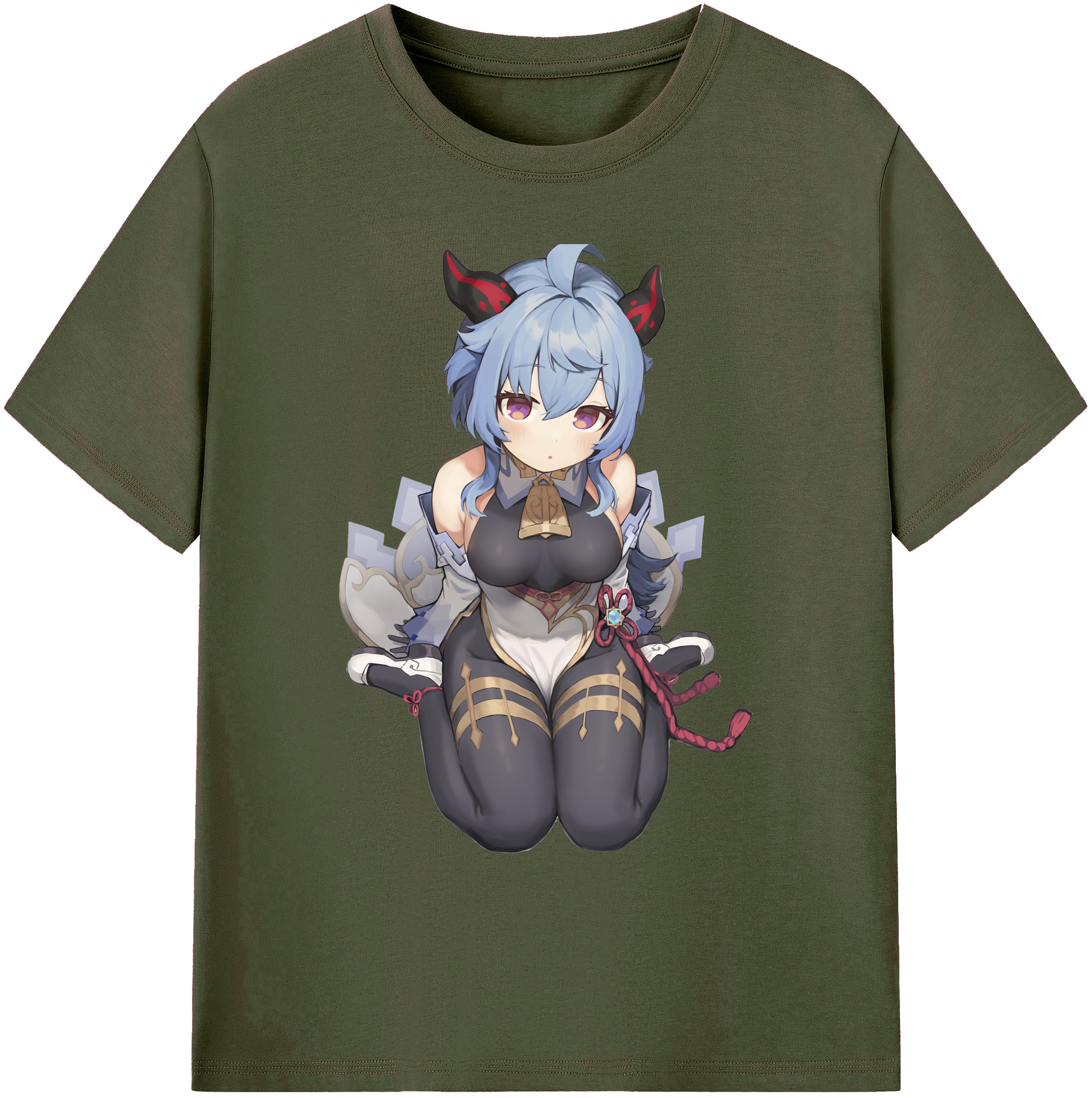 げんし神 甘雨 かんう genshin Ganyu 綿100％ メンズ半袖Tシャツ｜肌触りやわらか＆通気性